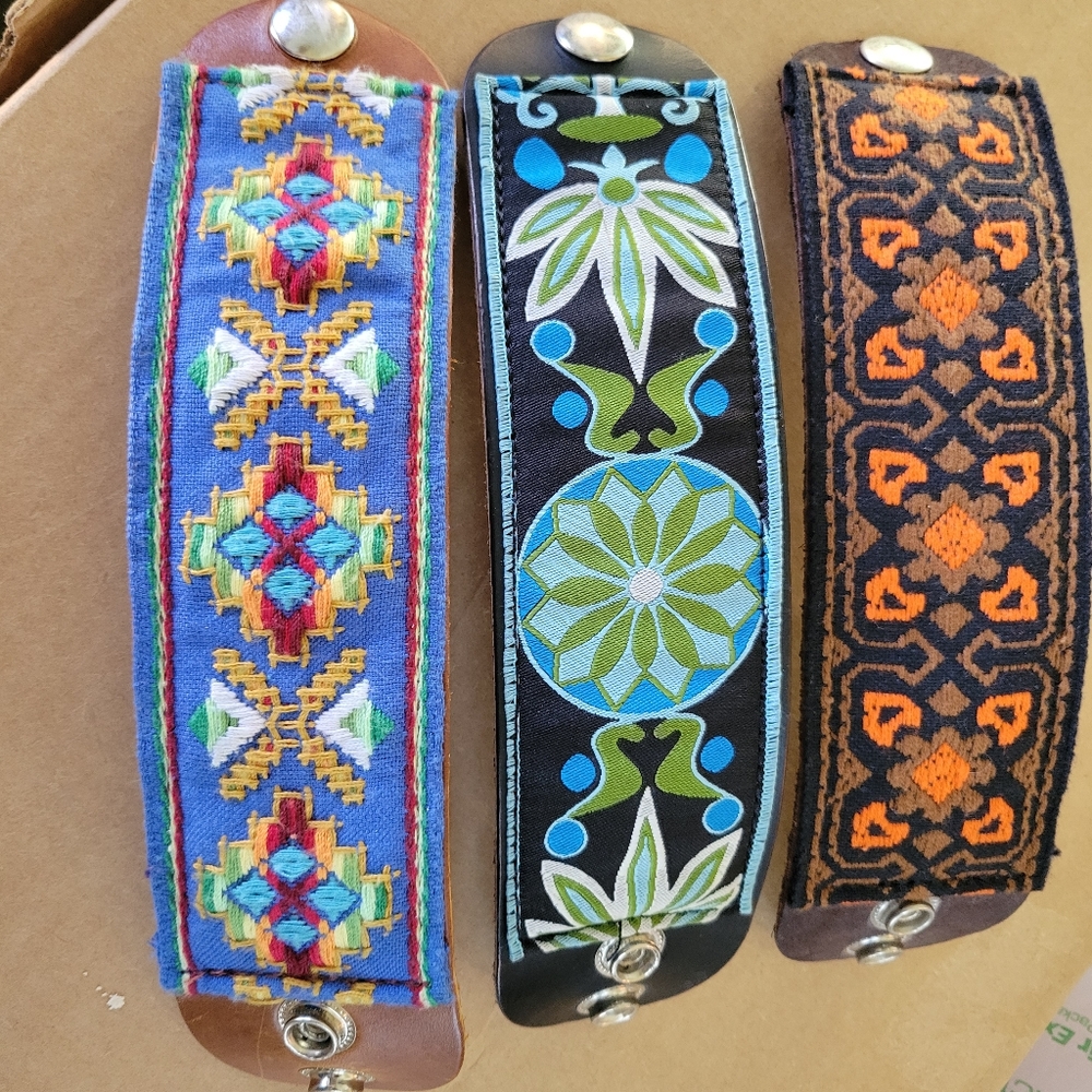 Lot of 3 Leather Guitar Strap Cuff Wrist Band Bracelets by Souldier